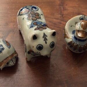 3 Vintage Ken Edwards El Palomar Tonalá Mexico Pottery pcs. Turtle, Cat & Duck.